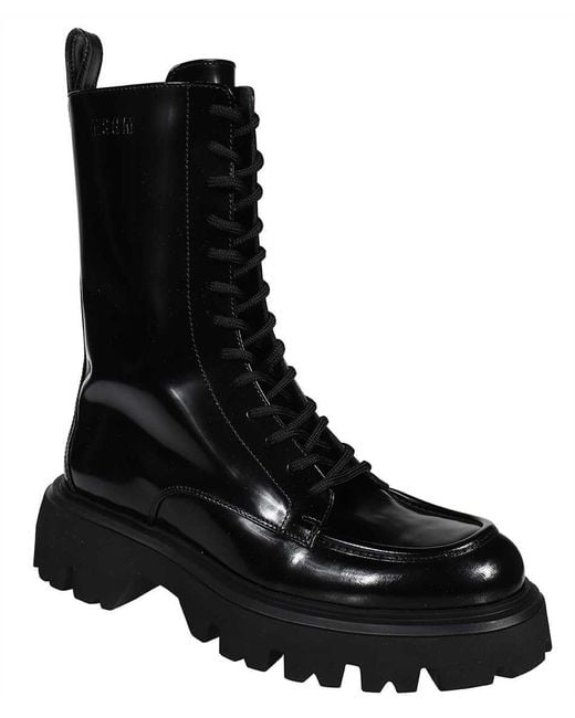 MSGM Black Leather Boots