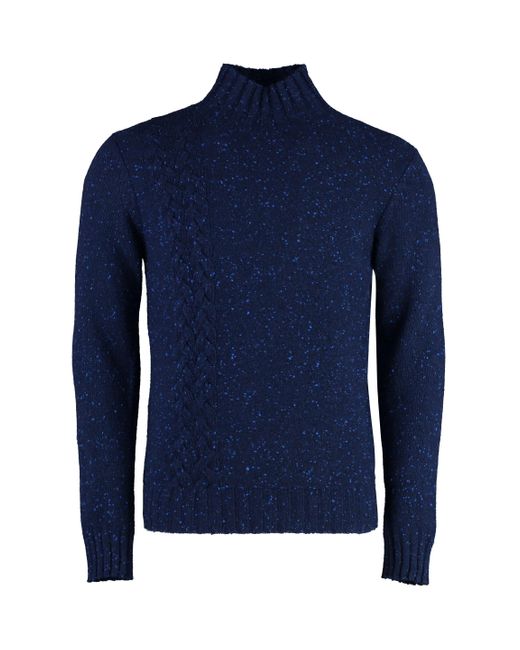 Malo Blue Cashmere Turtleneck Sweater for men