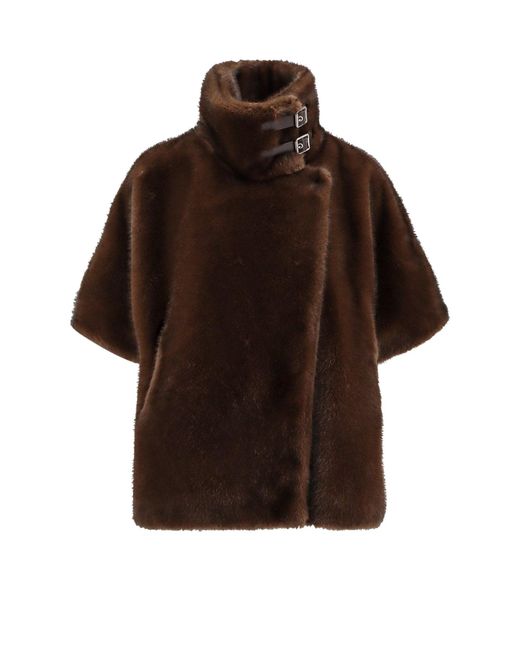 Pinko Brown Comodino Cappa Eco Fur