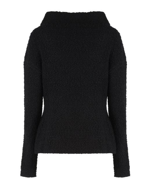 Alberta Ferretti Black Boucle Wool Sweater