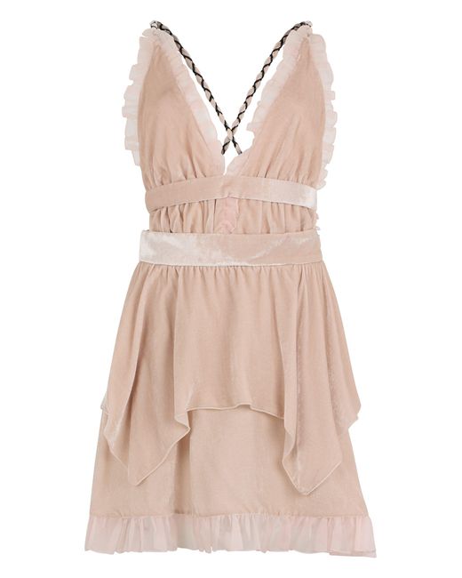 Philosophy Di Lorenzo Serafini Women's Natural Midi Dress With V-Neck And  Elegant, Versatile Design