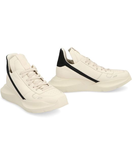 【関税＆送料込み】Rick Owens Geo Geth Leather High-Top Sne Rick Owens Geobasket Leather High-Top Sneakers | Saks Fifth