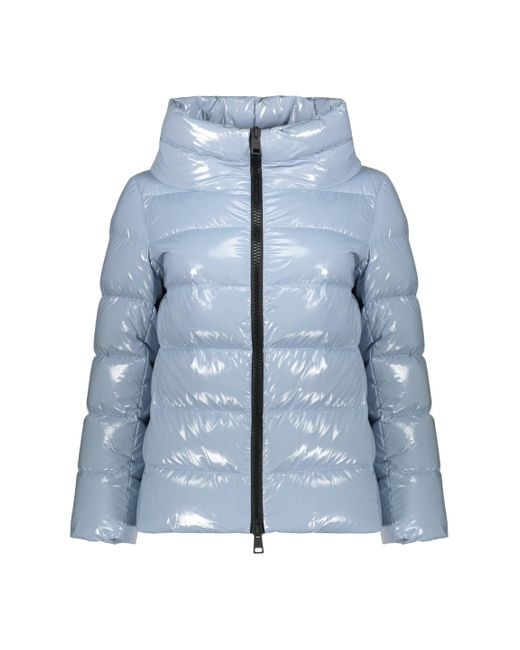Herno Blue Glossy Nylon Down Jacket