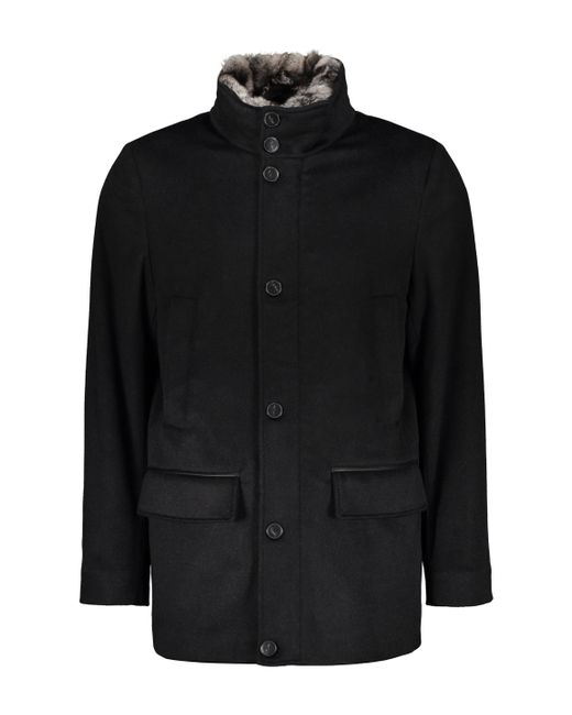Paul & Shark Black Single-Breasted Coat for men