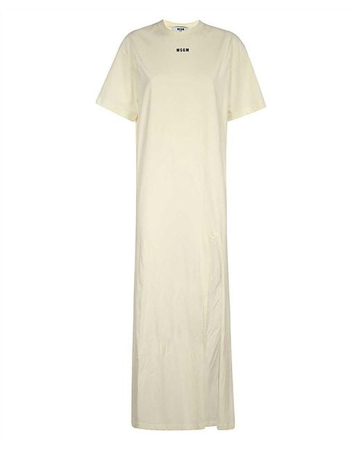 MSGM White Cotton Long Dress
