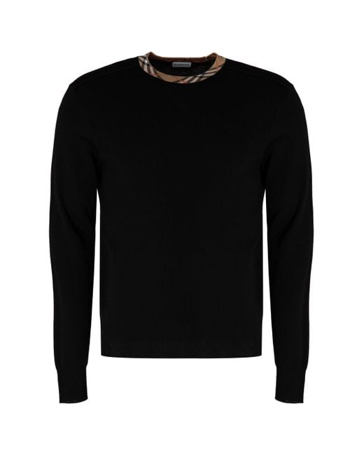 Burberry Women's Black Crew-Neck Wool Sweater