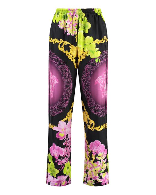 Versace Multicolor Printed Silk Pajama Pants