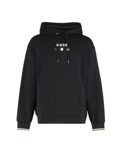 Boss Black Hooded Sweatshirt Made Of Terry Cotton for men