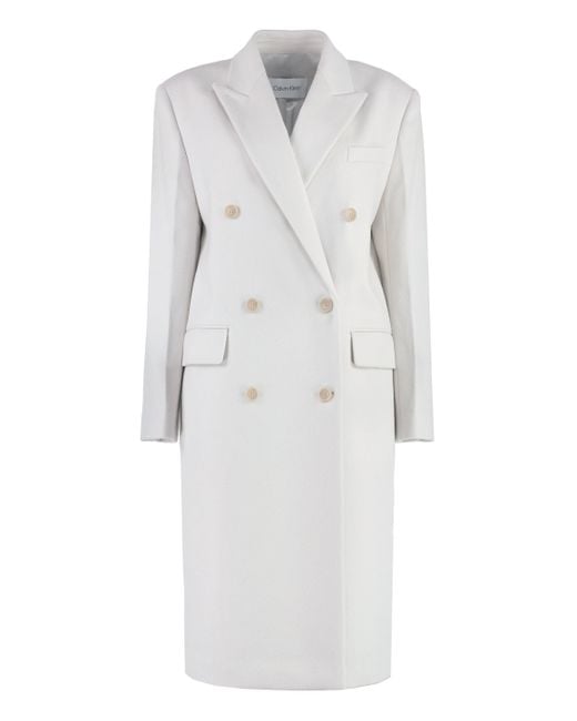 Calvin Klein Gray Double-Breasted Wool Coat