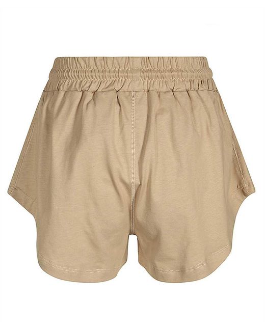 MSGM Natural Embroidered-Logo Cotton Shorts