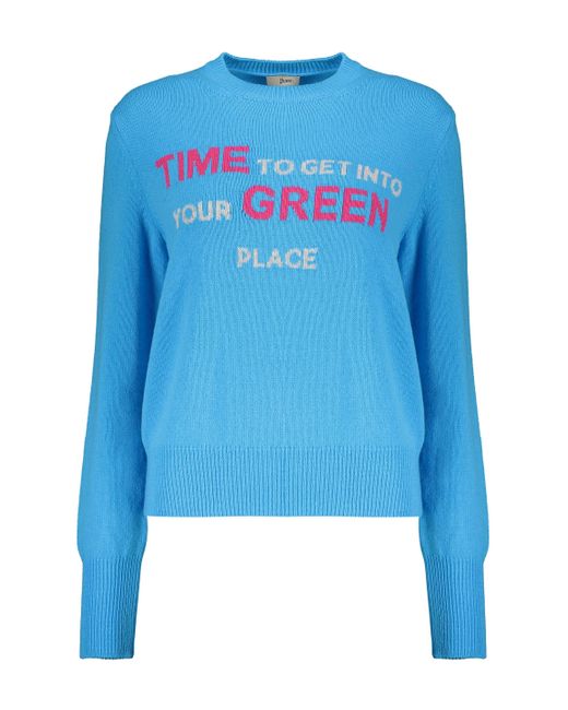Herno Blue Crew-Neck Wool Sweater