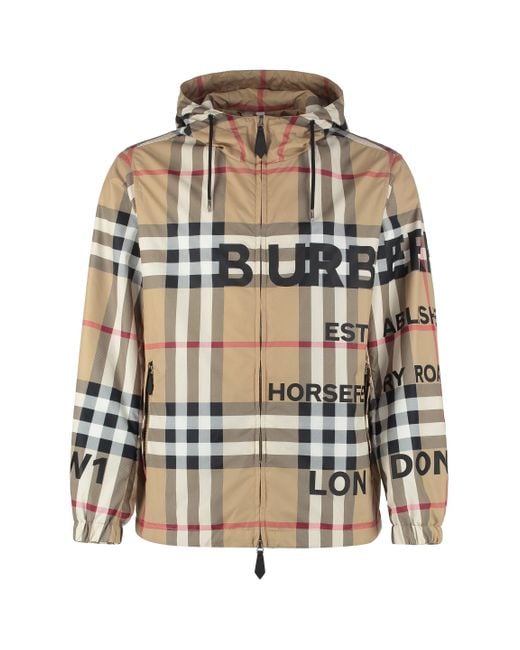 Burberry Synthetic Hooded Nylon Jacket for Men - Save 12% | Lyst