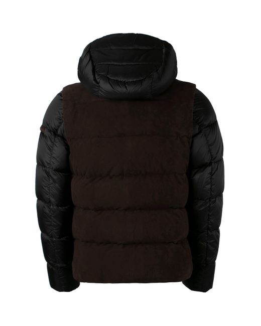 Moorer Black Casciano Nylon And Leather Padded Jacket for men