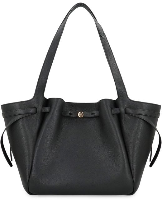 Tory Burch Black Romy Smooth Leather Tote Bag