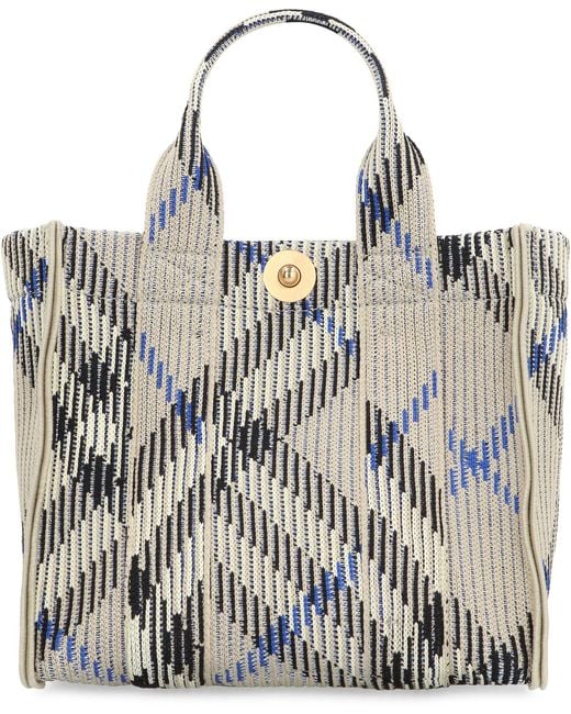Burberry Blue Check Motif Mini Tote Bag