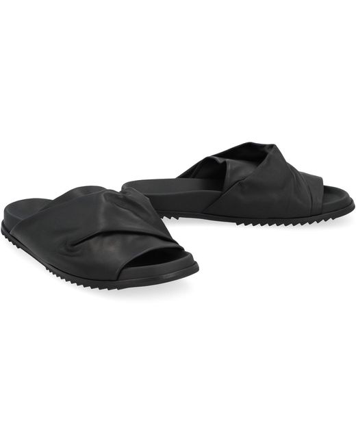 Rick Owens Black Mobius Leather Slides for men