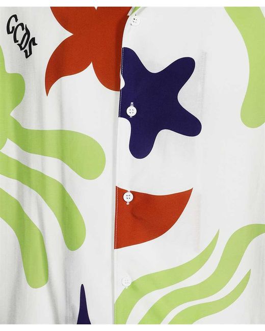 Gcds White Printed Viscose Shirt