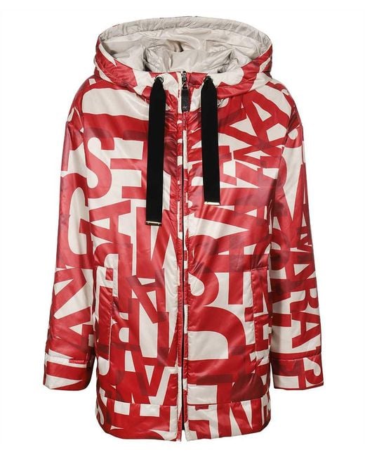 Max Mara Red Hooded Down Jacket