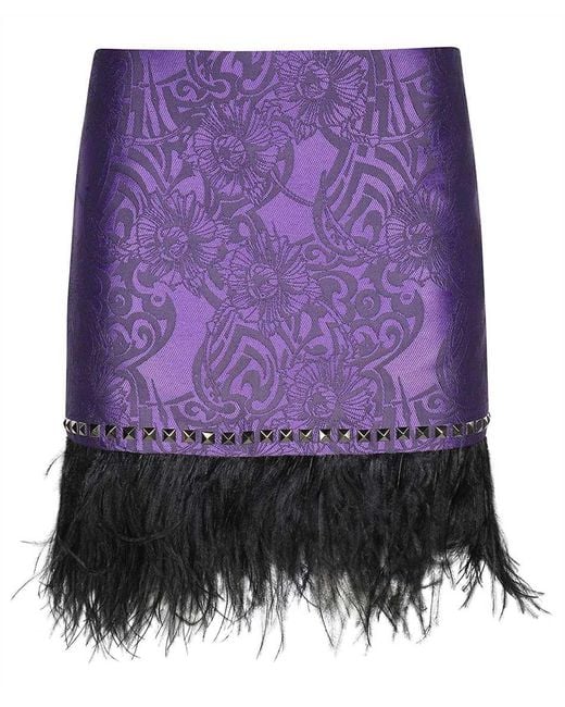 John Richmond Purple Jacquard Skirt