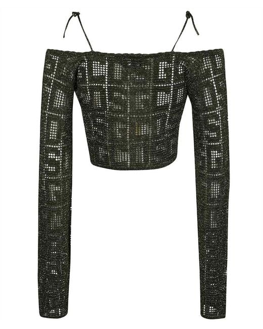 Gcds Green Knitted Crop Top