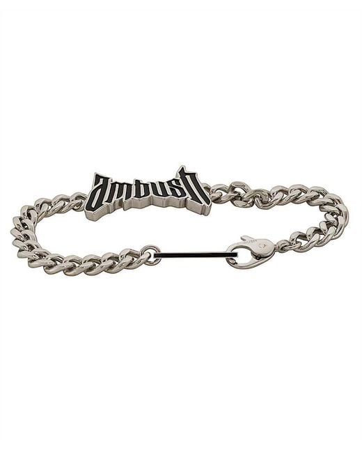 Ambush White Logo Detail Brass Cuff Bracelet