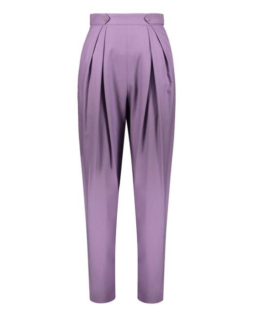 Alberta Ferretti Purple Virgin Wool Trousers