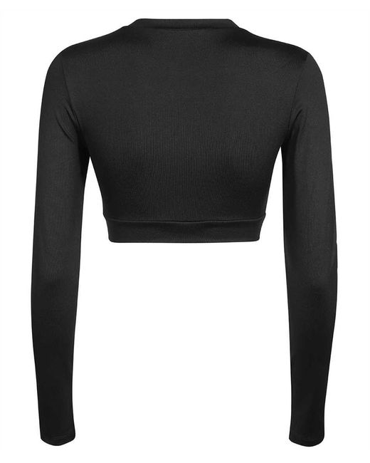 MSGM Black Long Sleeve Crop Top