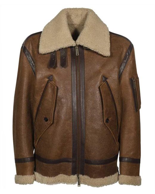 DSquared² Brown Short Sheepskin Jacket