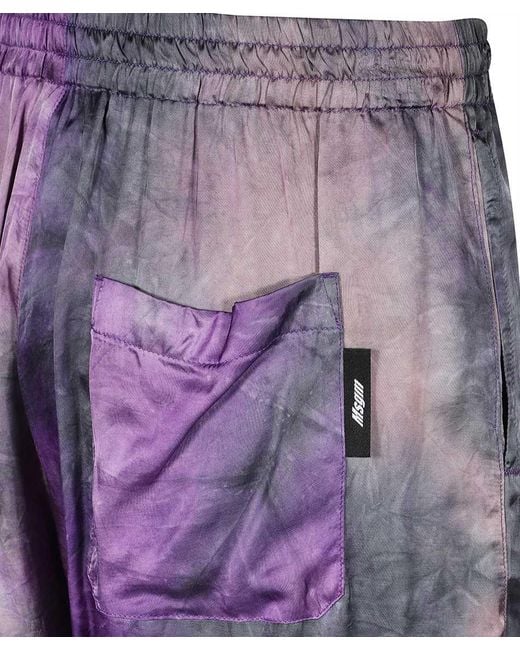 MSGM Blue Printed Viscose Bermuda-Shorts for men