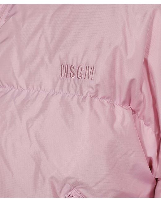 MSGM Pink Full Zip Down Jacket