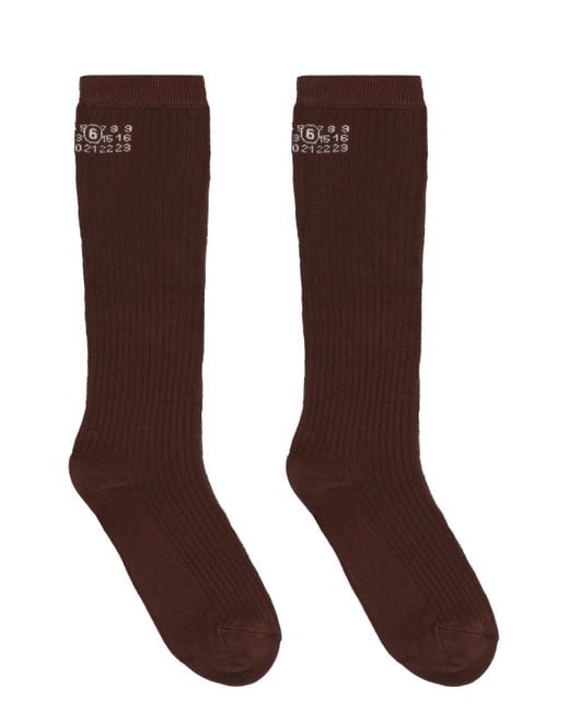 MM6 by Maison Martin Margiela Brown Viscose-Blend Socks