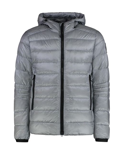Canada Goose Gray Tech Fabric Down Jacket With Adjustable Hood for men