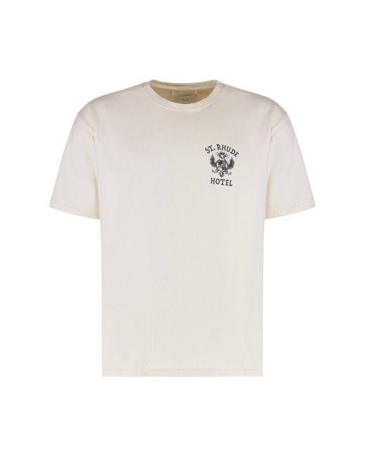 Rhude White Logo Cotton T-Shirt