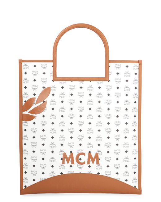 MCM White X-Large Aren Tote Handbag
