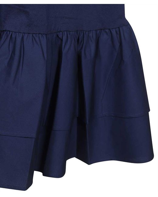 Weekend by Maxmara Blue Ruffled Cotton Mini Dress