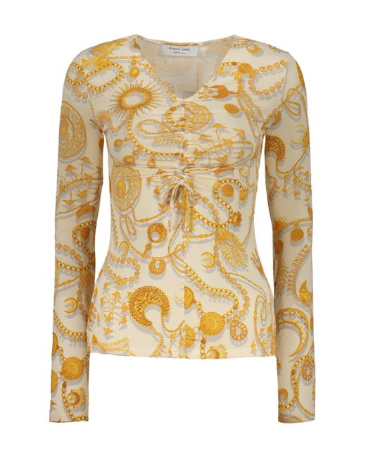 MARINE SERRE Metallic Printed Long-Sleeve Top