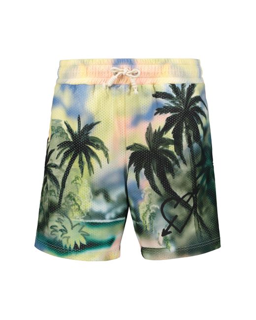Palm Angels Blue Printed Techno Fabric Bermuda-Shorts for men