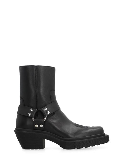 Vetements Black Leather Cowboy Boots for men