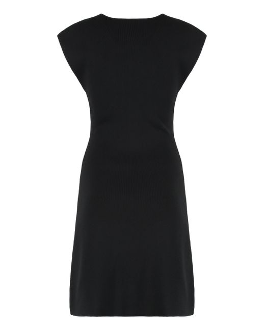 Yves Salomon Black Ribbed Knit Dress