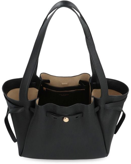 Tory Burch Black Romy Smooth Leather Tote Bag