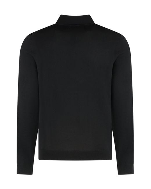 Boss Black Knitted Wool Polo Shirt
