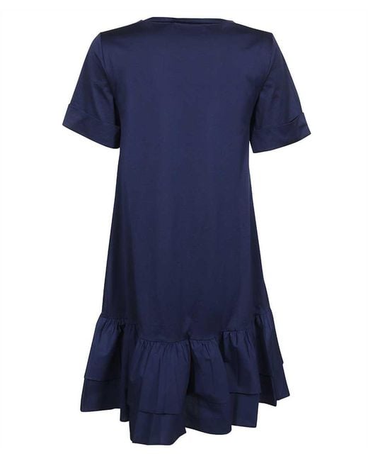Weekend by Maxmara Blue Ruffled Cotton Mini Dress