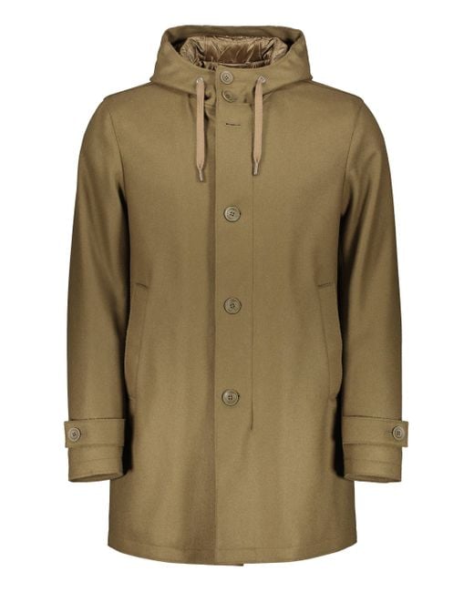 Herno Green Padded Wool-Blend Coat