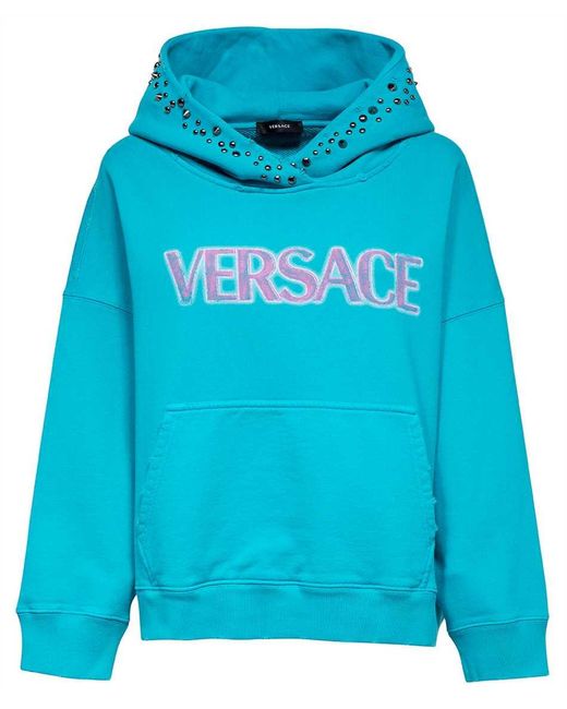 Versace Blue Cotton Hoodie