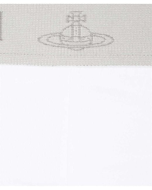 Vivienne Westwood White Set Of Two Cotton Briefs With Logoed Elastic Band