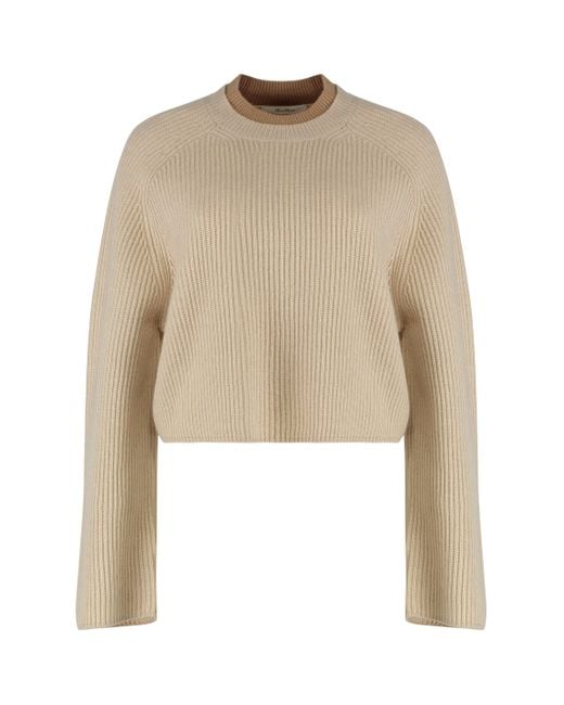Max Mara Natural Wool And Cashmere Jersey With A Ribbed Knit