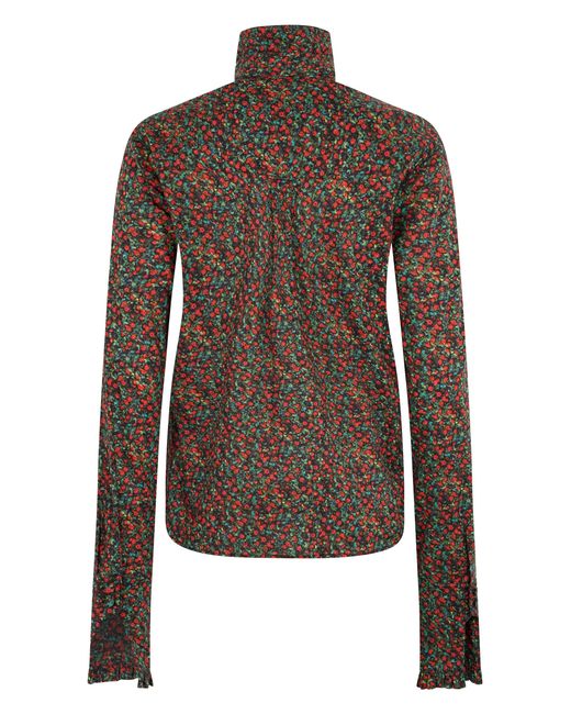 Philosophy Di Lorenzo Serafini Brown Elegant Shirt With Floral Pattern And High Collar