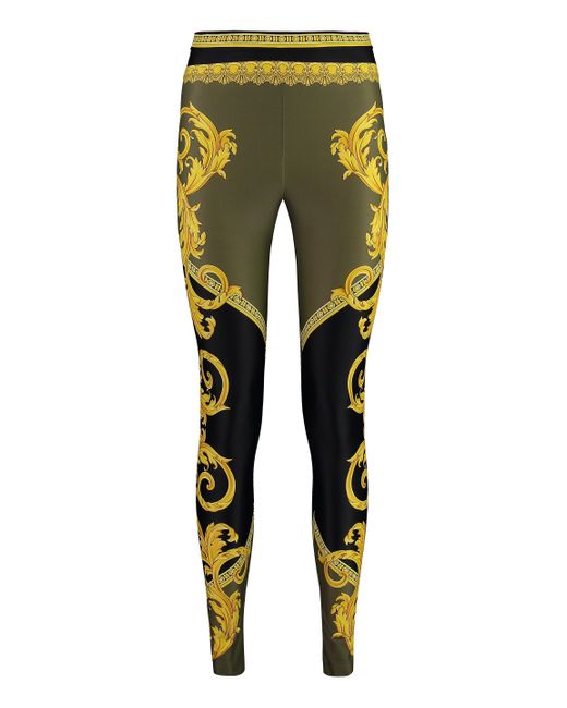 Versace Green Printed Leggings