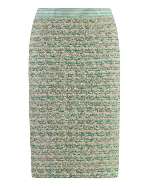 St. John Green Boucle Knit Skirt