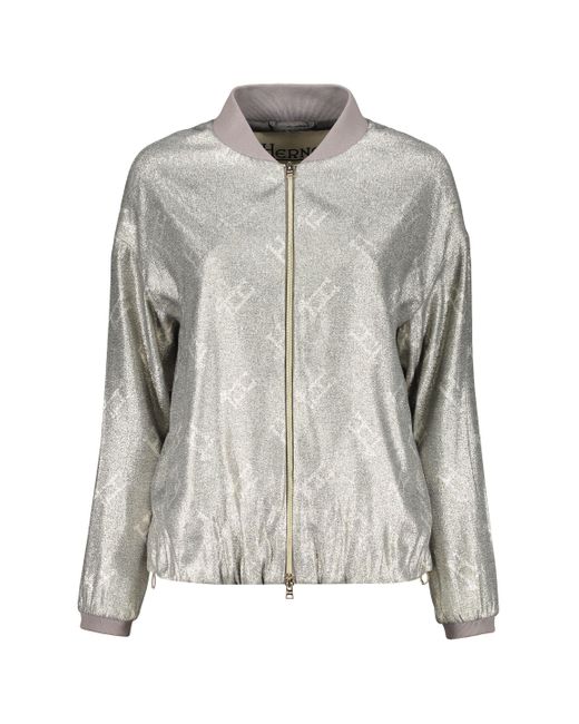 Herno Gray Bomber Jacket With Zip Closure